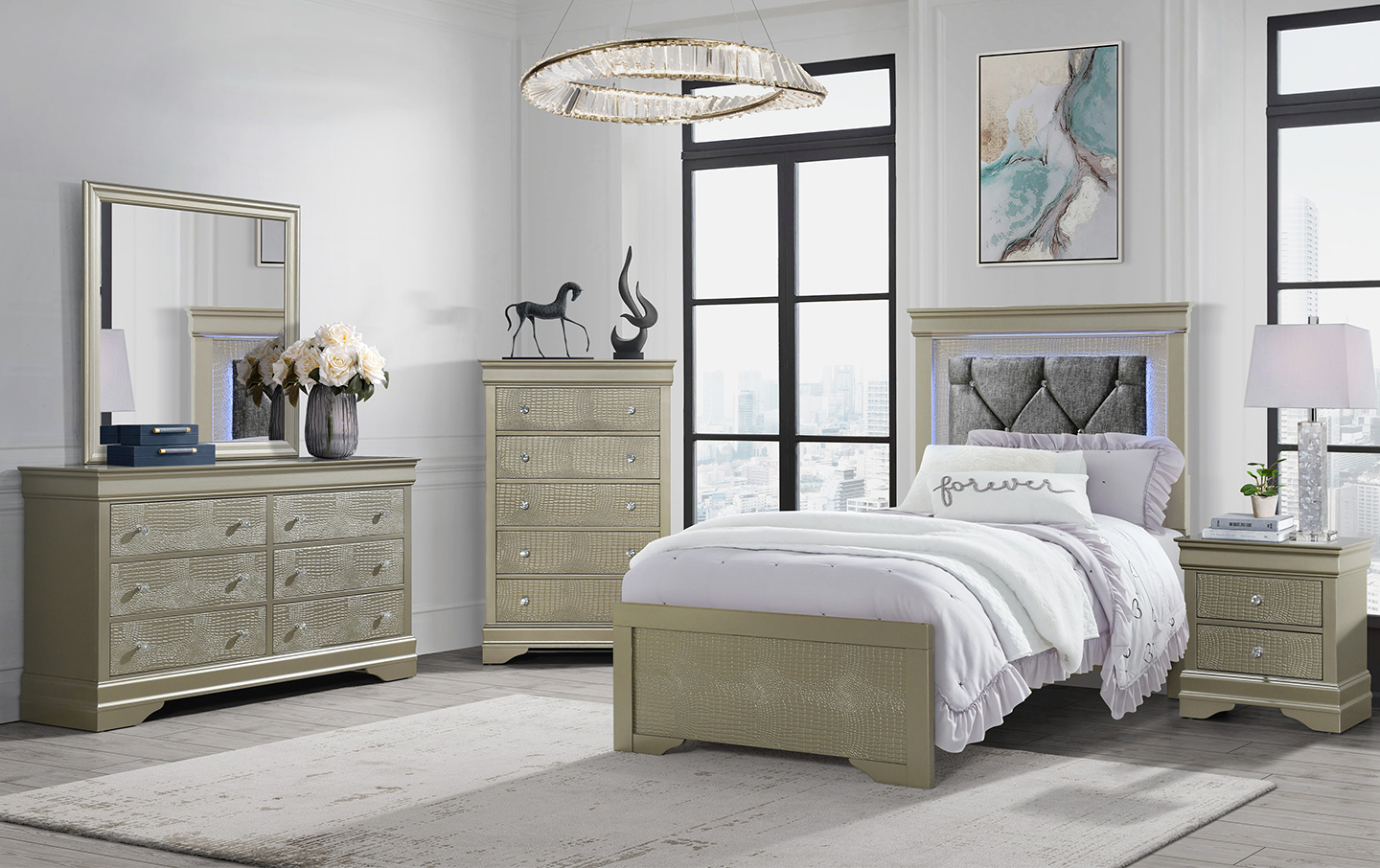 Pompei Youth Bedroom Set in Bronze