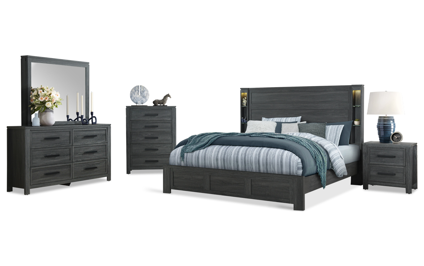 dark grey dresser with mirror Nanforth Two-tone Dresser and Mirror main image 1