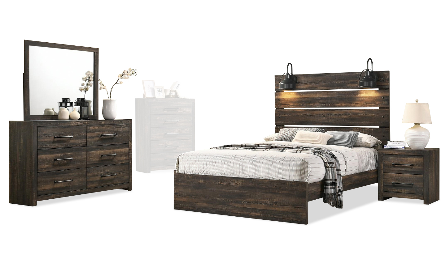 Free Delivery & Free Setup | Hudson Bedroom Set Bed, Dresser, Mirror & Nightstand Queen Size Brown Furniture Sale | Furniture Mecca Free Delivery & Free Setup | Hudson Bedroom Set Bed, Dresser, Mirror & Nightstand Queen Size Brown Furniture Sale | Furniture Mecca