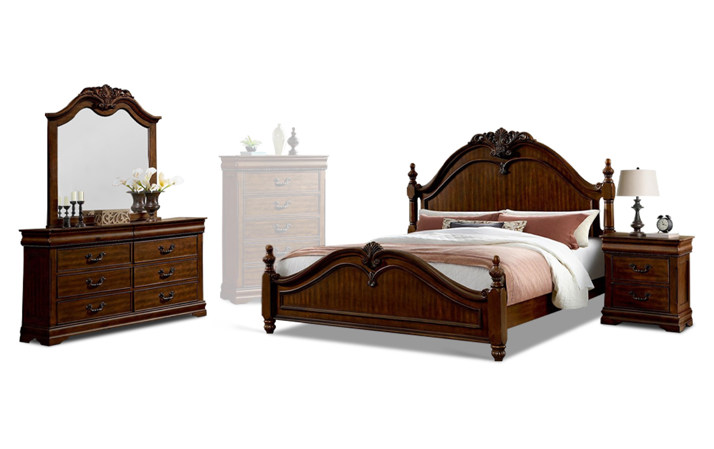 brown dresser and nightstand set Furniture of America Aveline Modern 3-Piece Rustic Oak Dresser and 2  Nightstand Bedroom Set