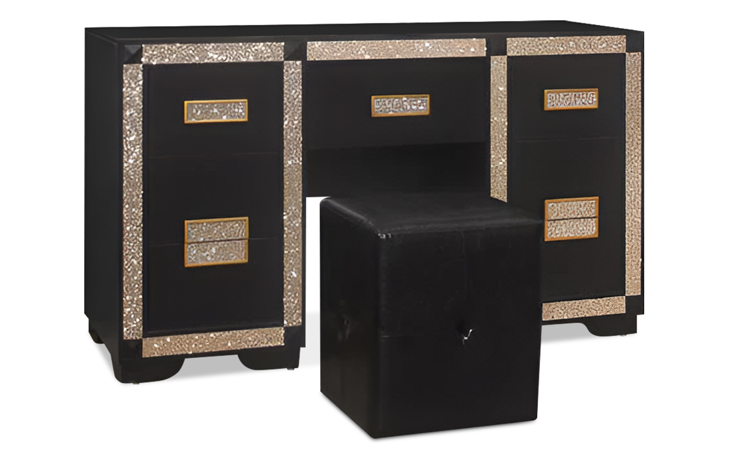 glitter pregnancy dress Benjara Bm316125 65 in. Ren 6 Glitter Front Storage Drawers Black & Silver Chrome Wide Dresser