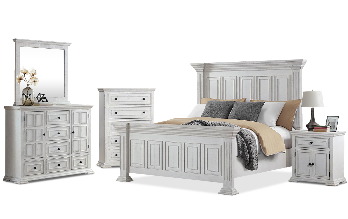grey bed and white dresser Artesian 6-Piece Light Gray Storage Bedroom Set (Bed, Dresser, Mirror &  Nightstand) main image 0