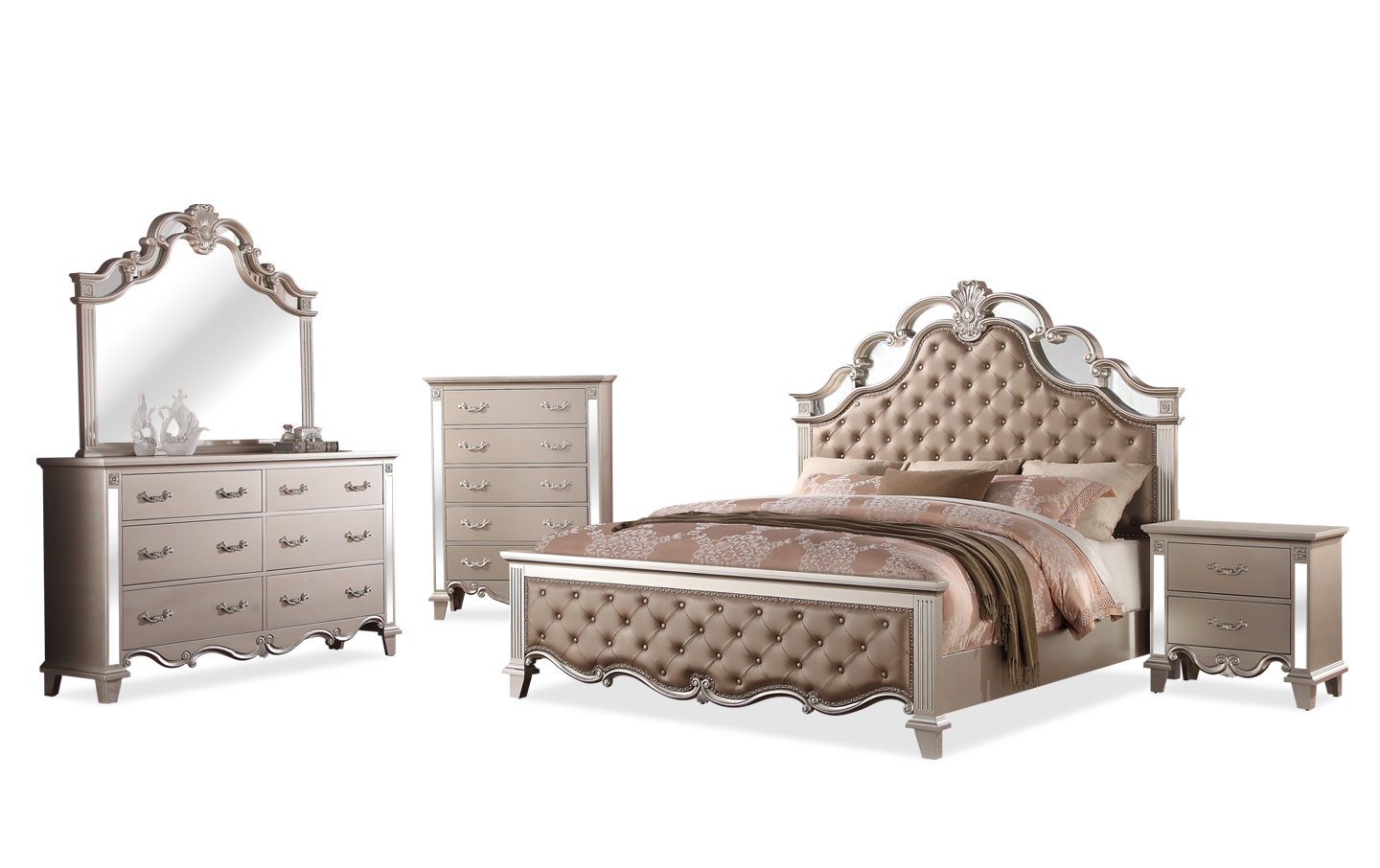 champagne dresser and nightstand Homelegance Ever Champagne Dresser